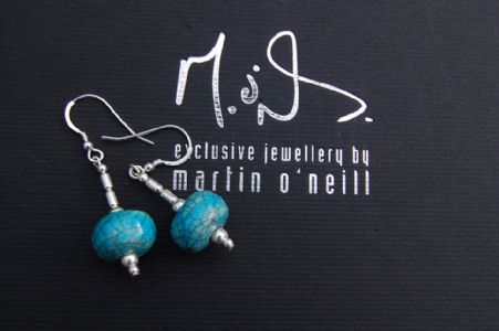 Turquoise Raku Disc Earrings