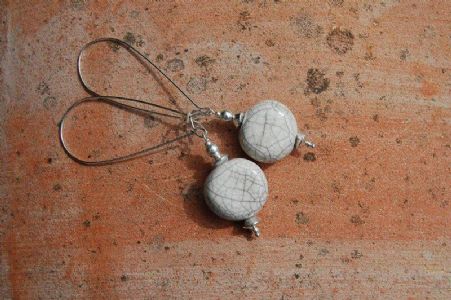 Flat White Classic Raku Earrings