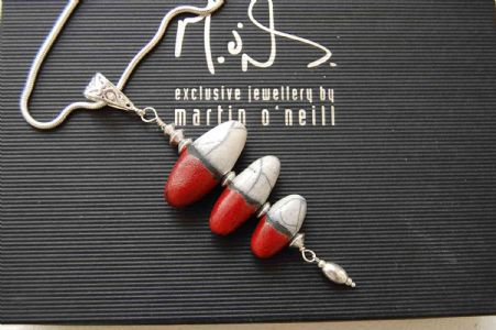 Classic Red and White Triple Necklace