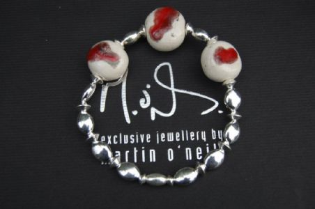 Classic Red and White Raku Bracelet